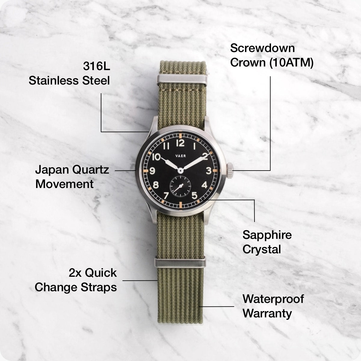 VAER S5 Dirty Dozen Mens Watch - 40mm Quartz