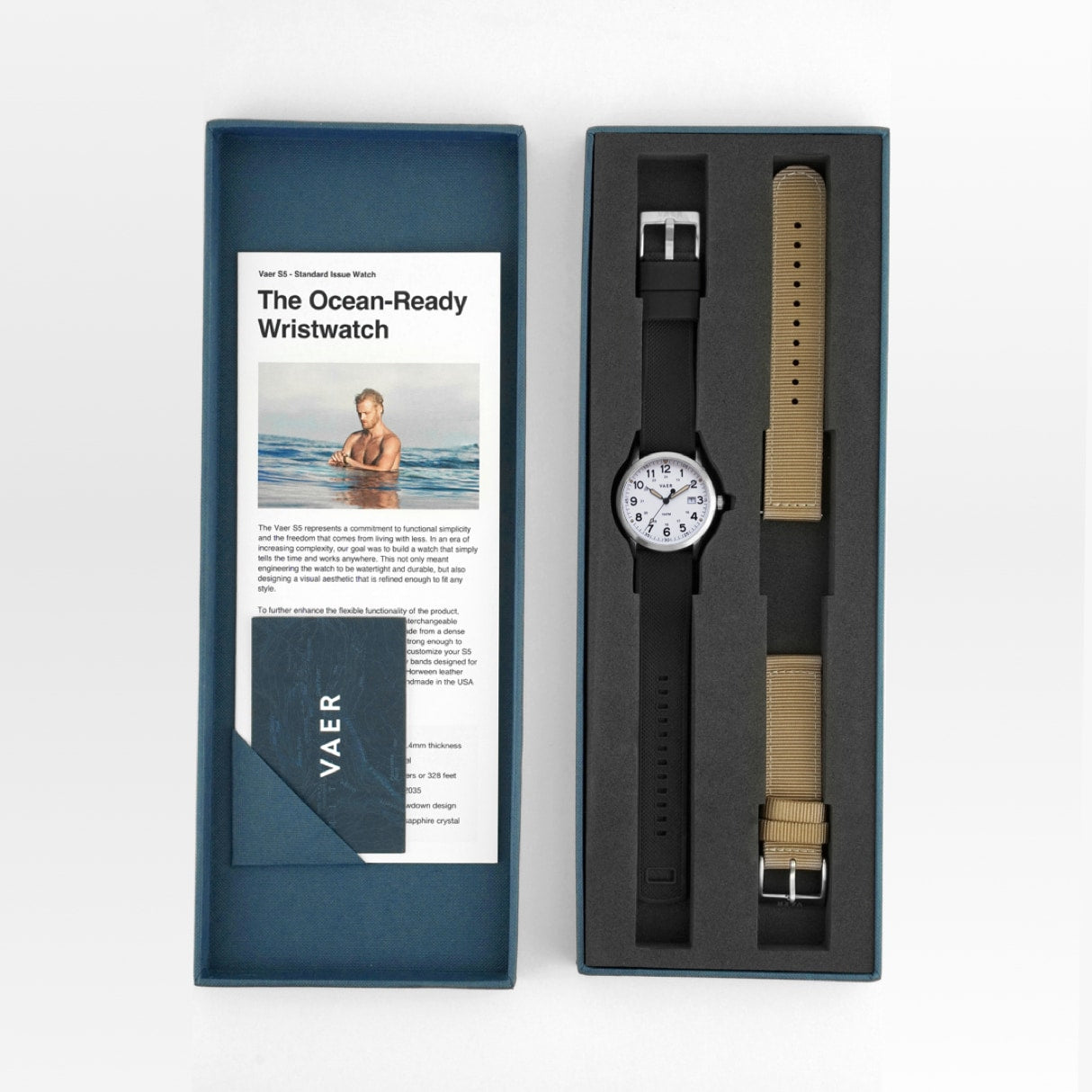 VAER S3 Calendar Field White Watch - 36mm Quartz