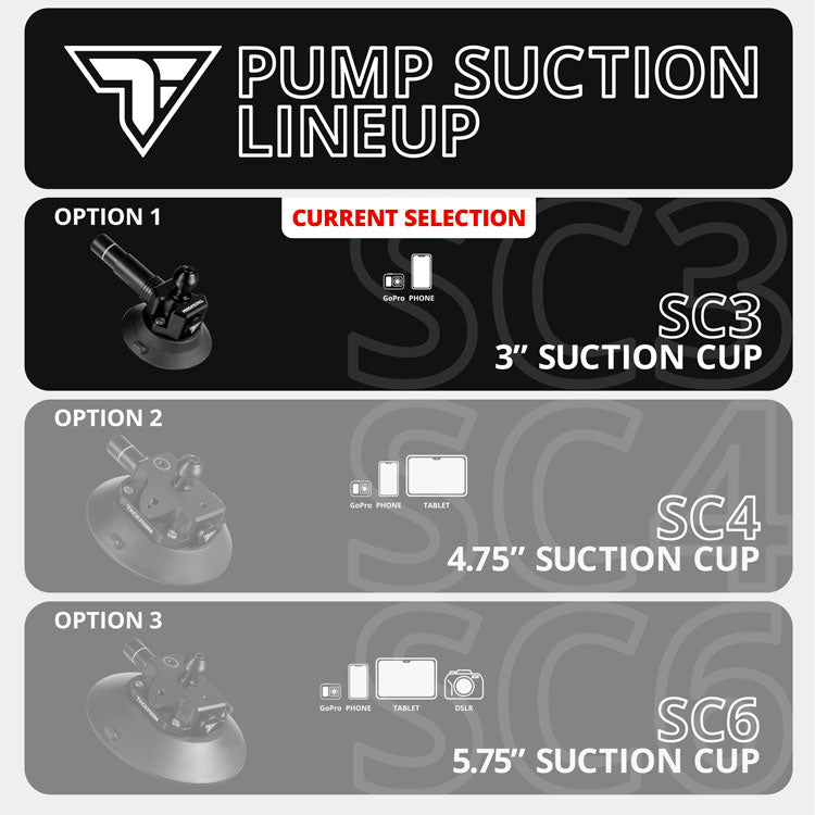 Tackform 3" pump suction cup with 20mm metal ball for universal fit