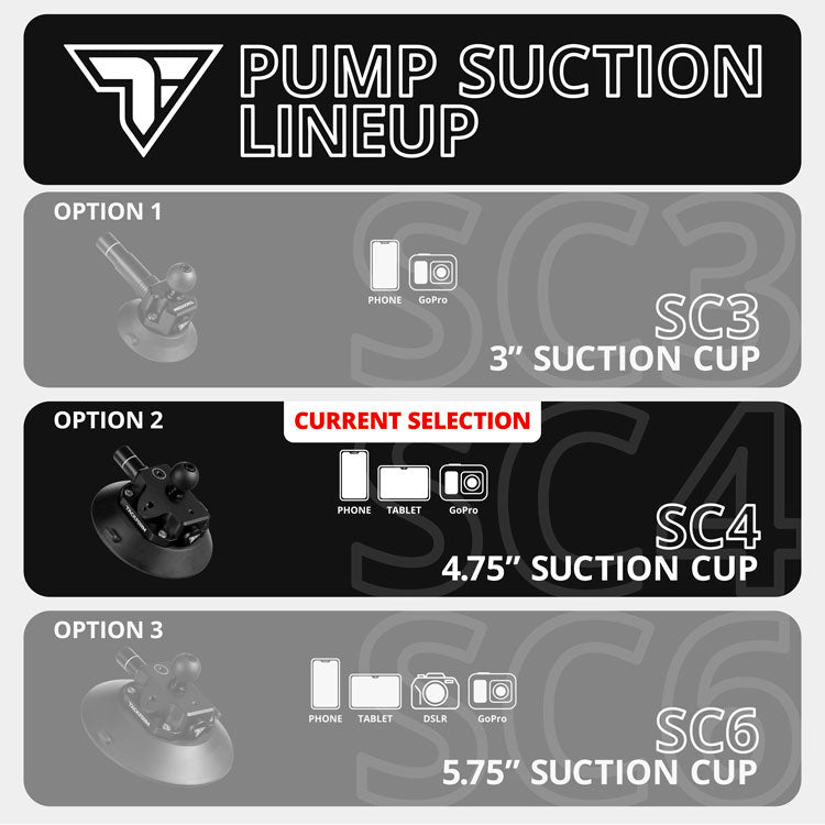 Tackform 4.75" pump suction cup with 25.4mm / 1" / B-sized rubber ball for universal fit
