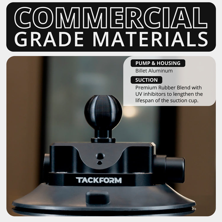 Tackform 4.75" pump suction cup with 26mm metal ball for universal fit