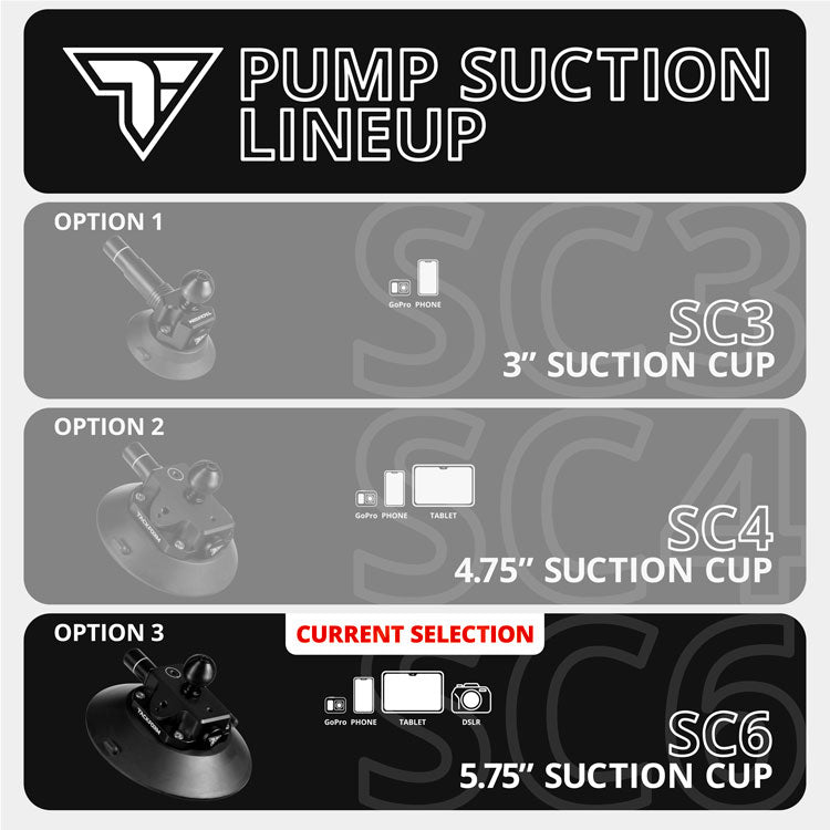 Tackform 5.75" pump suction cup with 26mm metal ball for universal fit