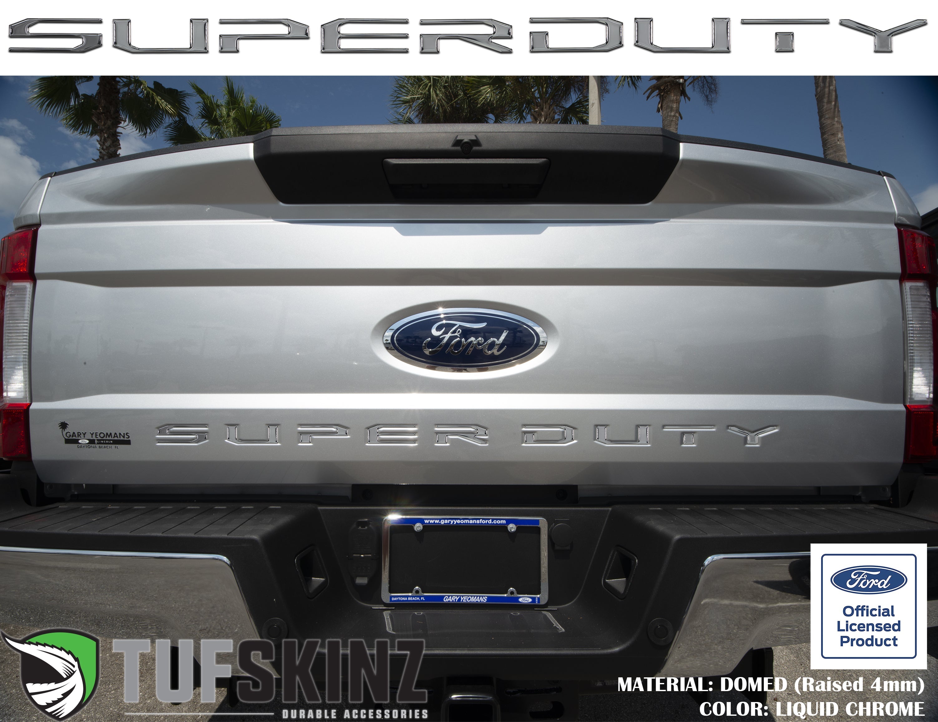 "SUPER DUTY" Tailgate Letter Inserts Fits 2017-2019 Ford Super Duty Liquid Chrome