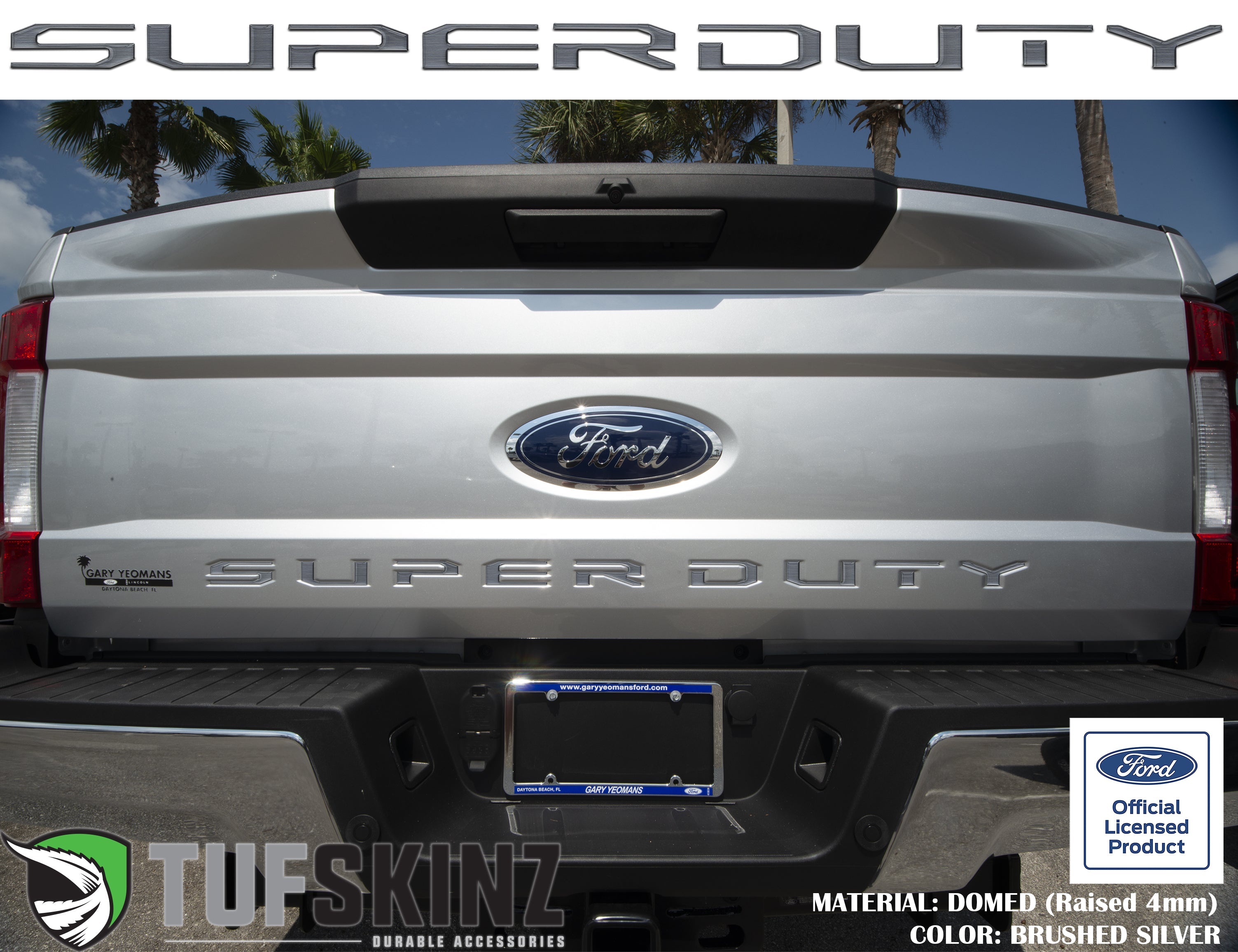 "SUPER DUTY" Tailgate Letter Inserts Fits 2017-2019 Ford Super Duty Brushed Silver