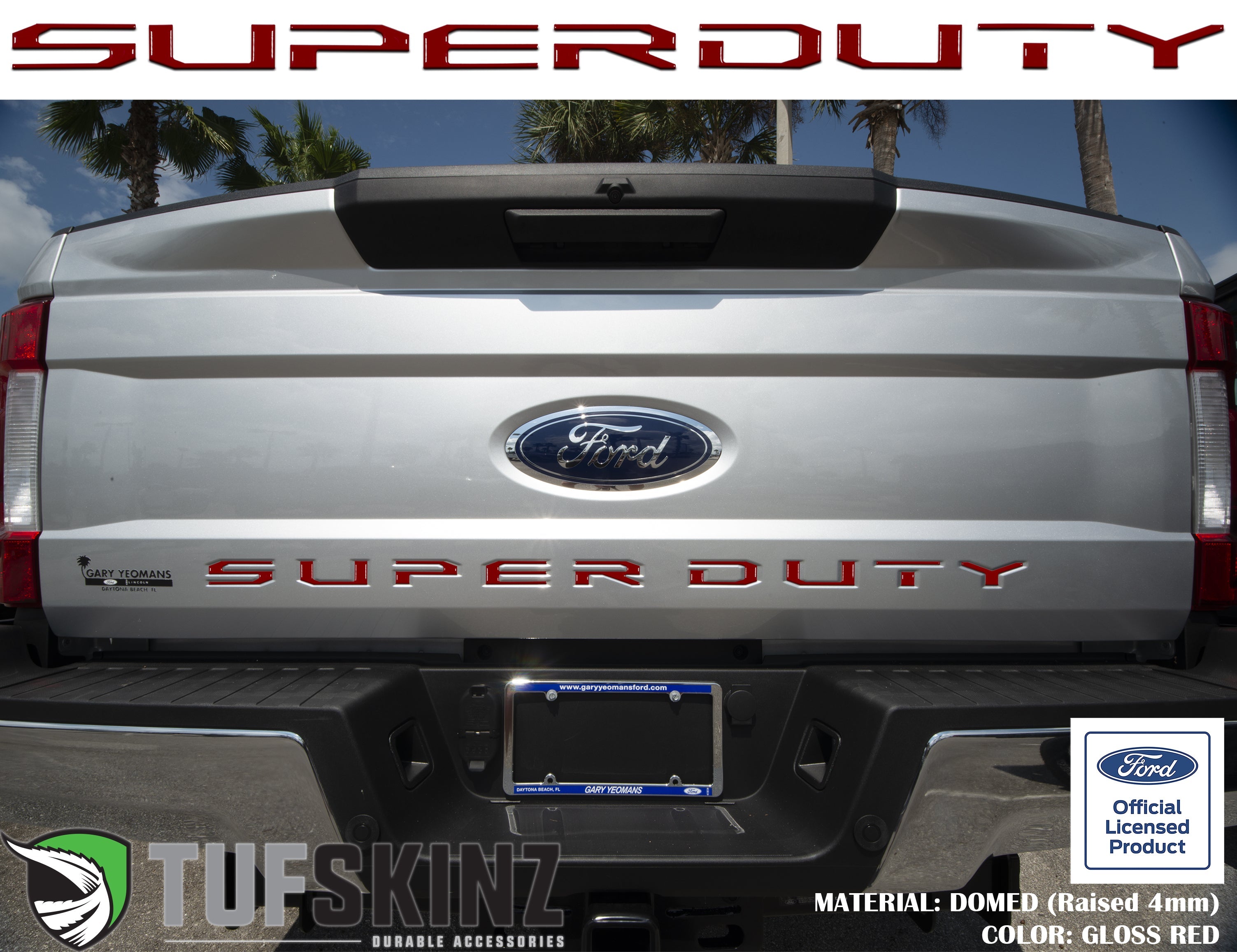 "SUPER DUTY" Tailgate Letter Inserts Fits 2017-2019 Ford Super Duty Gloss Red