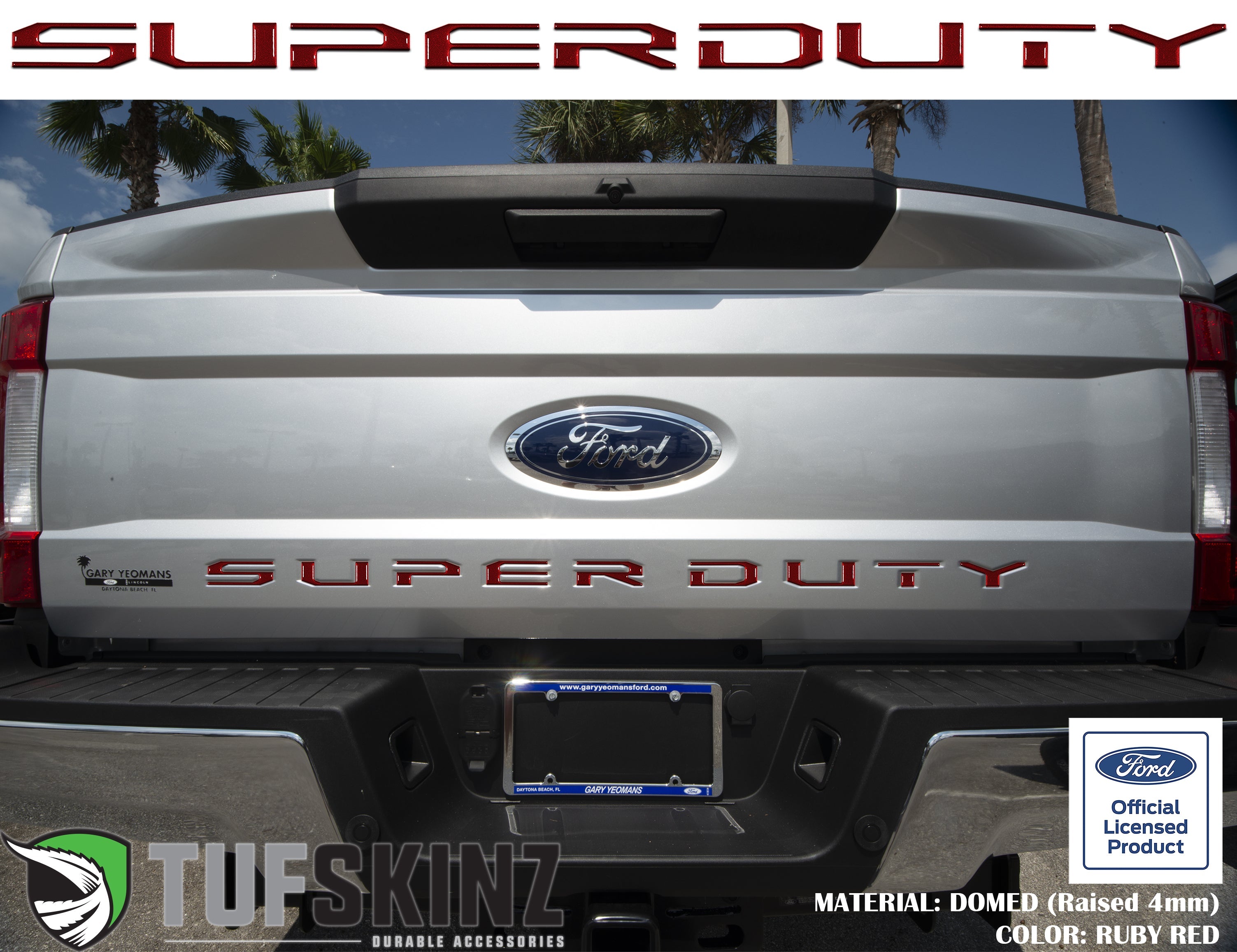 "SUPER DUTY" Tailgate Letter Inserts Fits 2017-2019 Ford Super Duty *OE Color - Ruby Red
