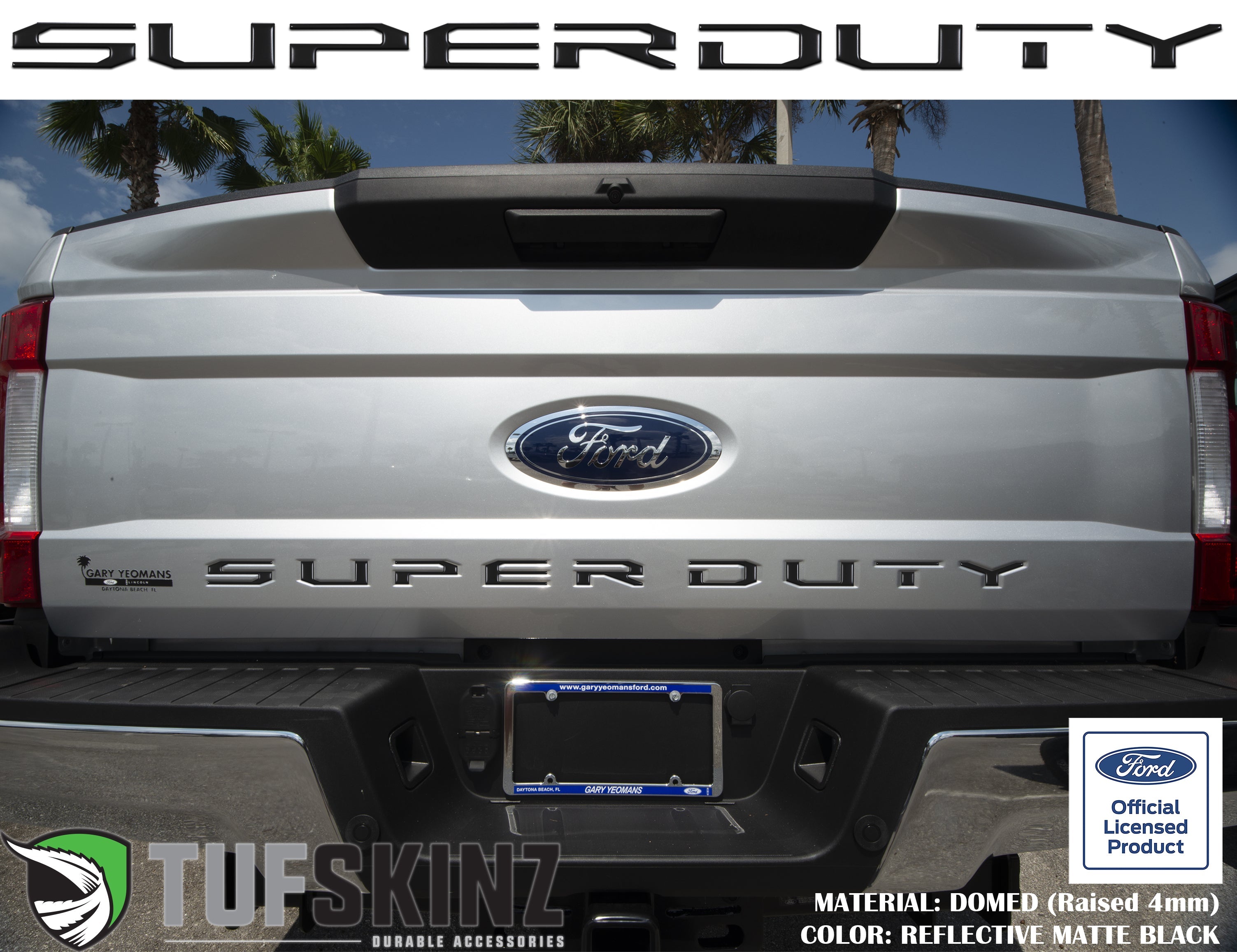"SUPER DUTY" Tailgate Letter Inserts Fits 2017-2019 Ford Super Duty Reflective Matte Black