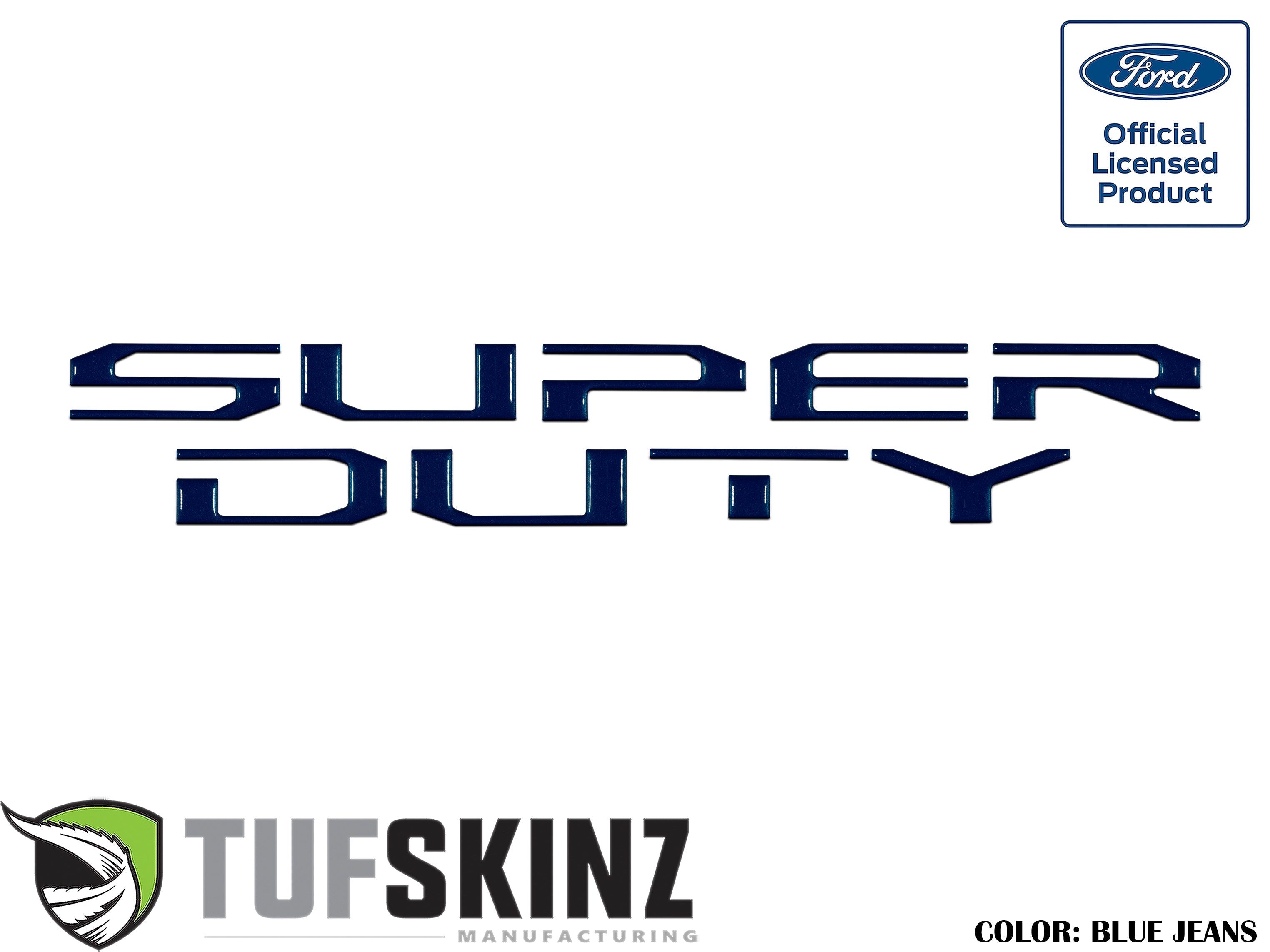 "SUPER DUTY" Hood Letter Inserts Fits 2017-2022 Ford Super Duty *OE Color - Blue Jeans Metallic
