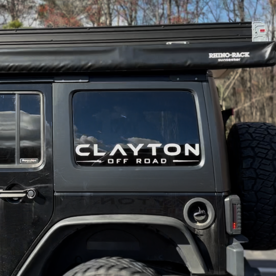 Clayton Off Road white window sticker for Jeep JL and JK trunk windows