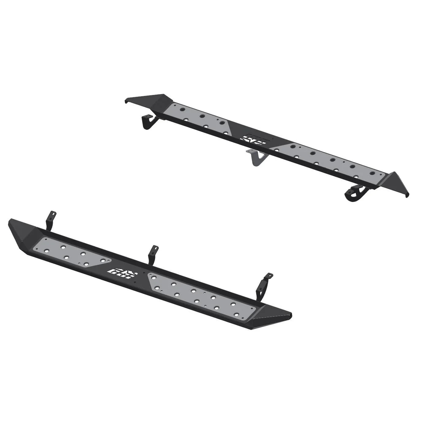 Pair of metal side steps with mounting brackets for off-road vehicles or trucks