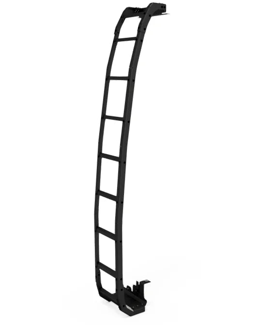 Black metal roof rack ladder for Sprinter van overlanding accessories