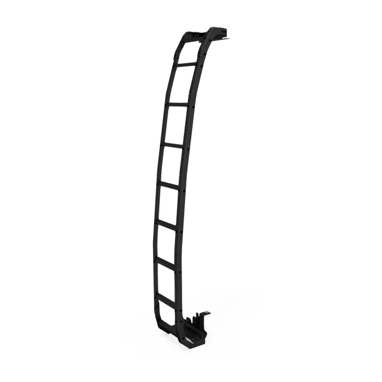 Black Sprinter van roof rack ladder for overlanding and camping vehicles