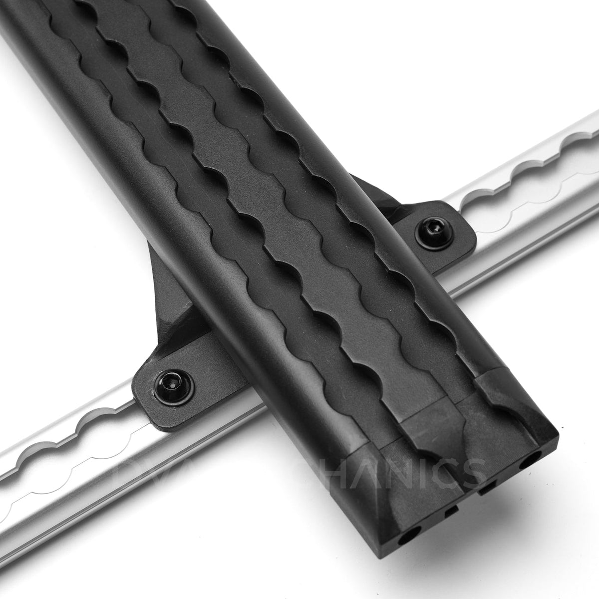 Close-up of DVA 5 mm Sprinter OEM roof track slider with M8 mounting point