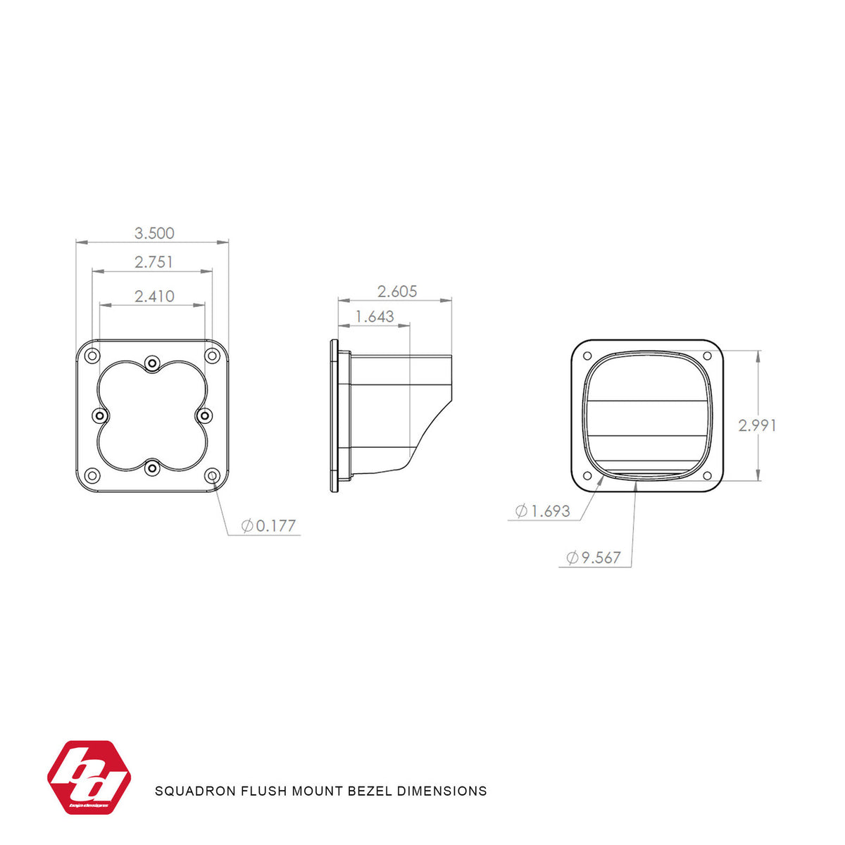 Baja Designs Squadron Flush Mount Bezel Kit