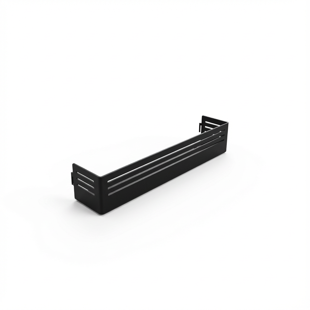 Black metal cargo basket accessory for vehicle overlanding or expedition setup