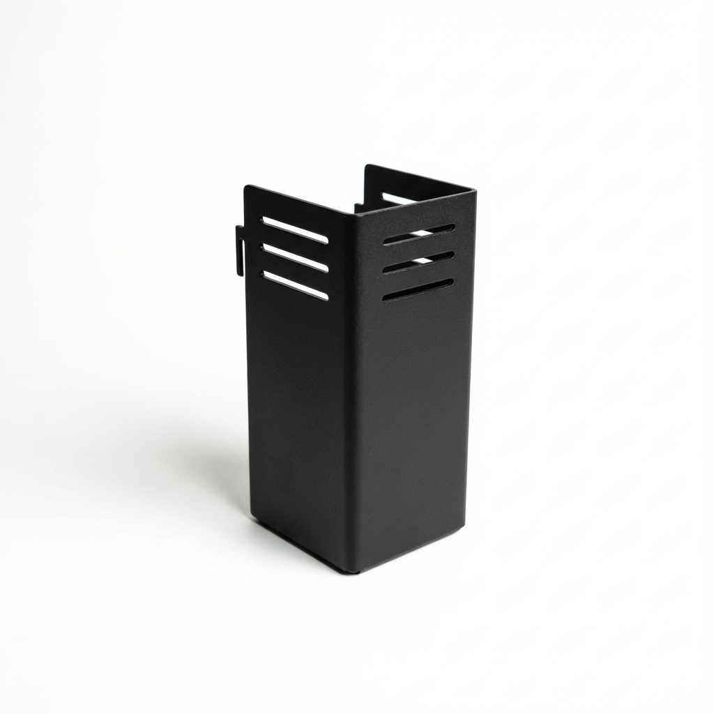 Black metal camp stove wind guard for overlanding and camping gear