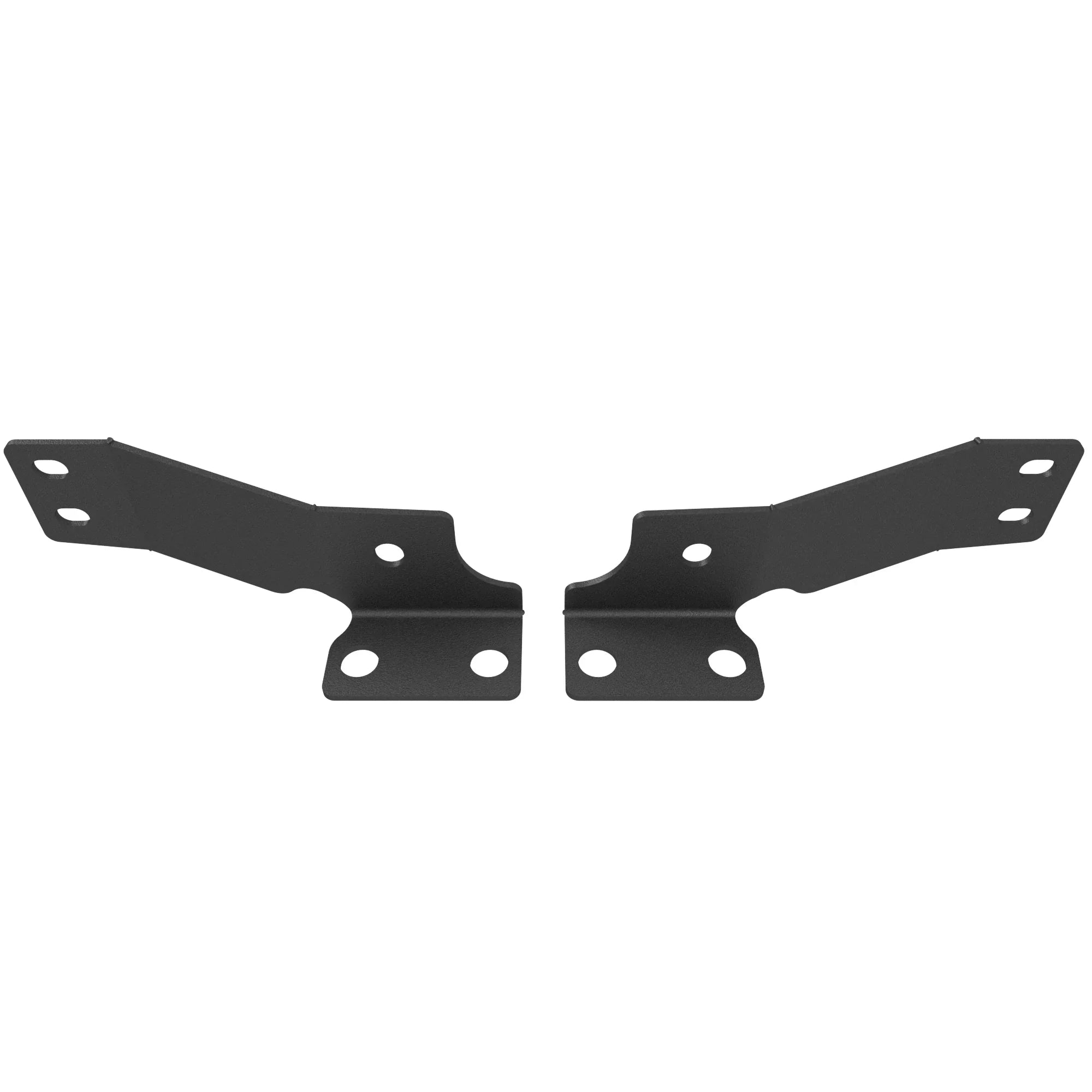 Pair of black steel side support brackets with multiple mounting holes for off-road vehicles