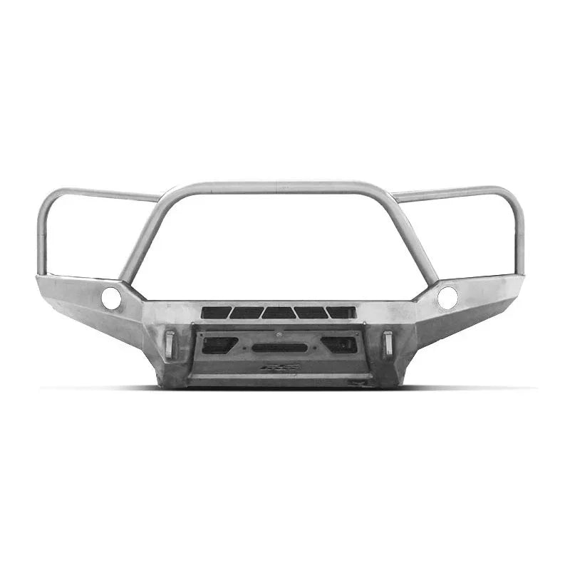 Steel off-road front bumper with grille guard for trucks and SUVs, suitable for overlanding