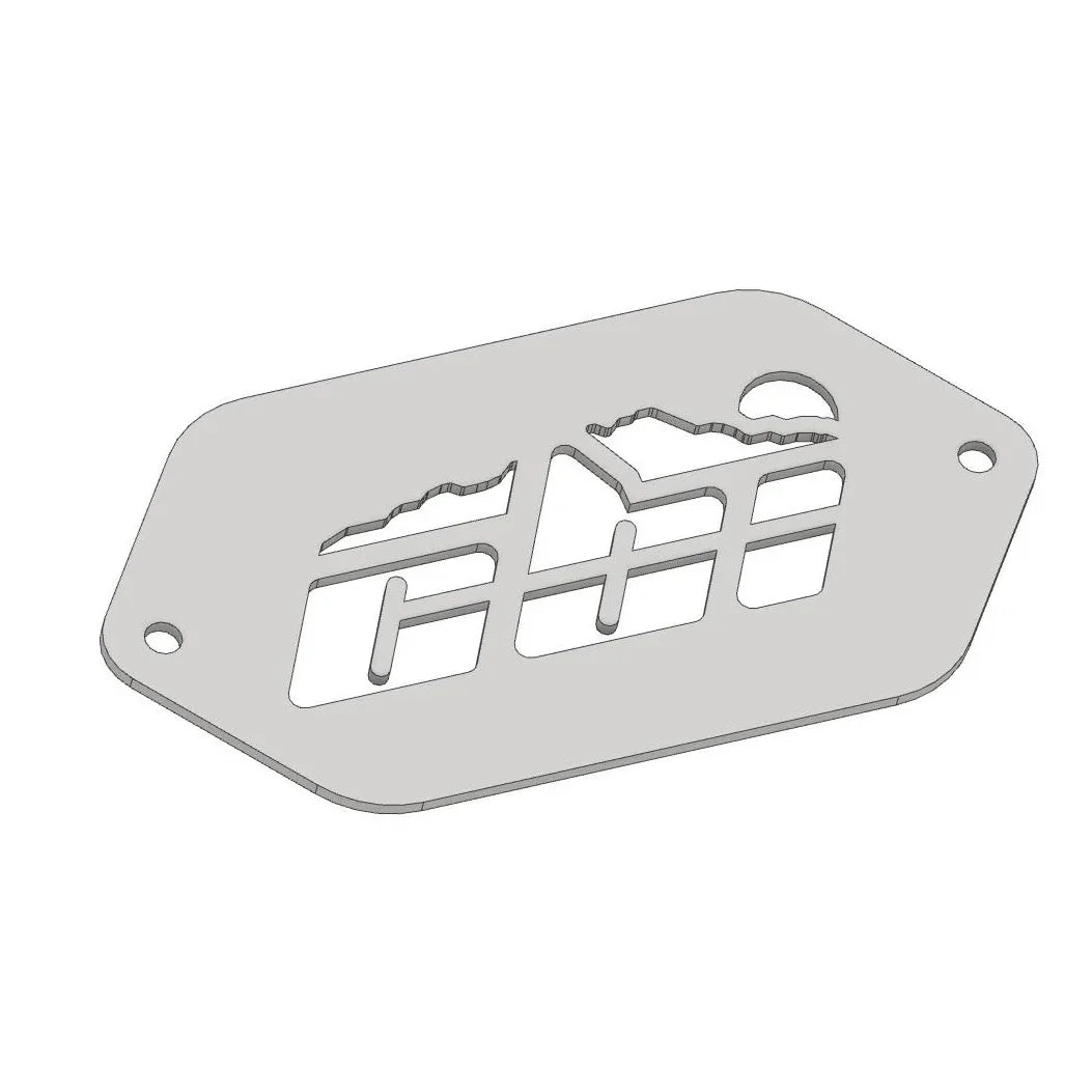 Custom metal aux battery mount plate with mountain cutout for Toyota 4Runner