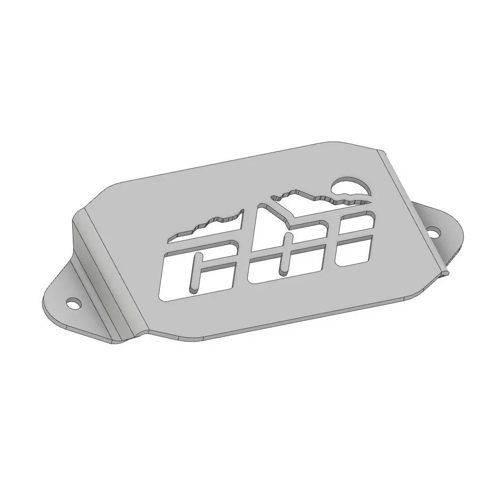 Steel battery tray top with mountain cutout design for Toyota 4Runner overlanding