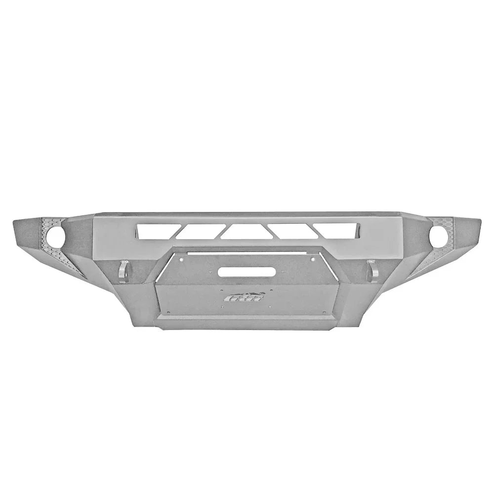 Steel front bumper with skid plate and cutouts for Toyota 4Runner overlanding vehicle
