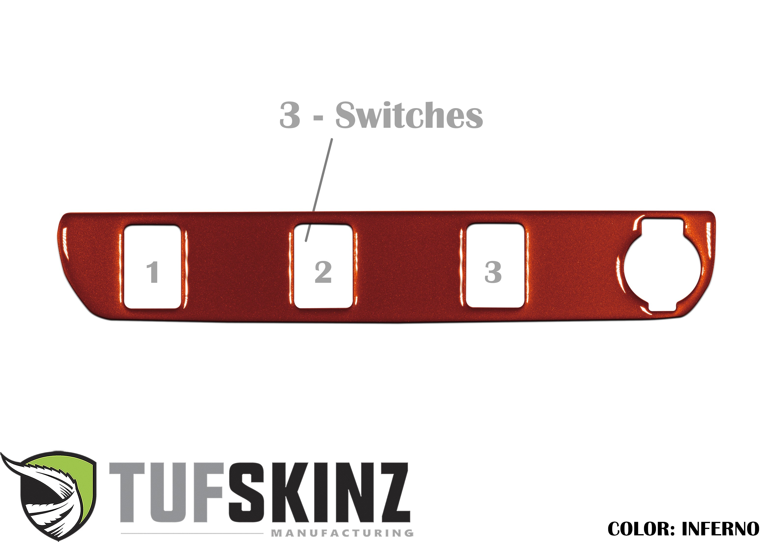 Center Dash Switch Panel with 3-Switches Accent Trim Fits 2016-2021 Toyota Tacoma 3-Switch Inferno (Similar to EXTERIOR Inferno Orange)