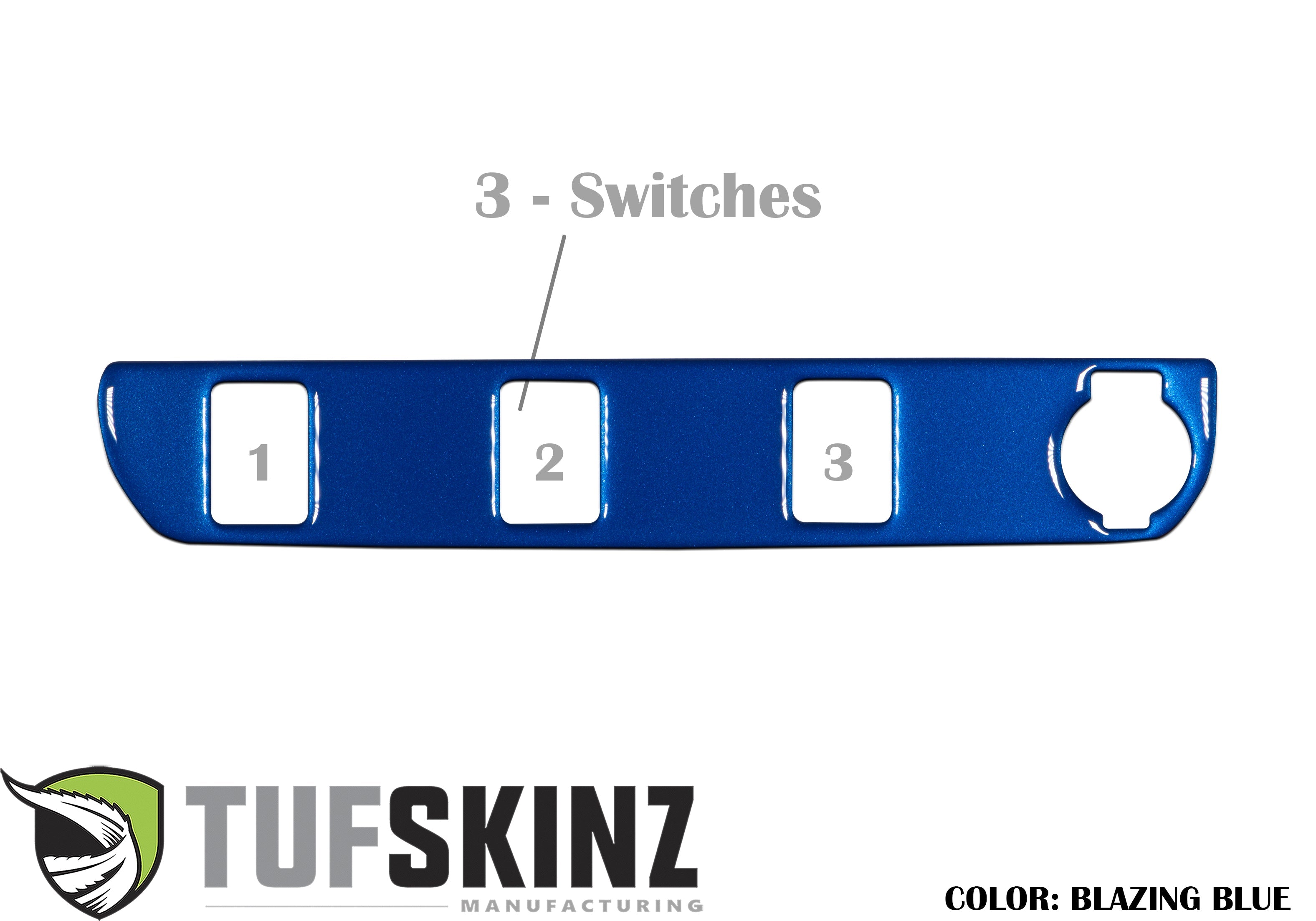 Center Dash Switch Panel with 3-Switches Accent Trim Fits 2016-2021 Toyota Tacoma 3-Switch *OE Color - Blazing Blue