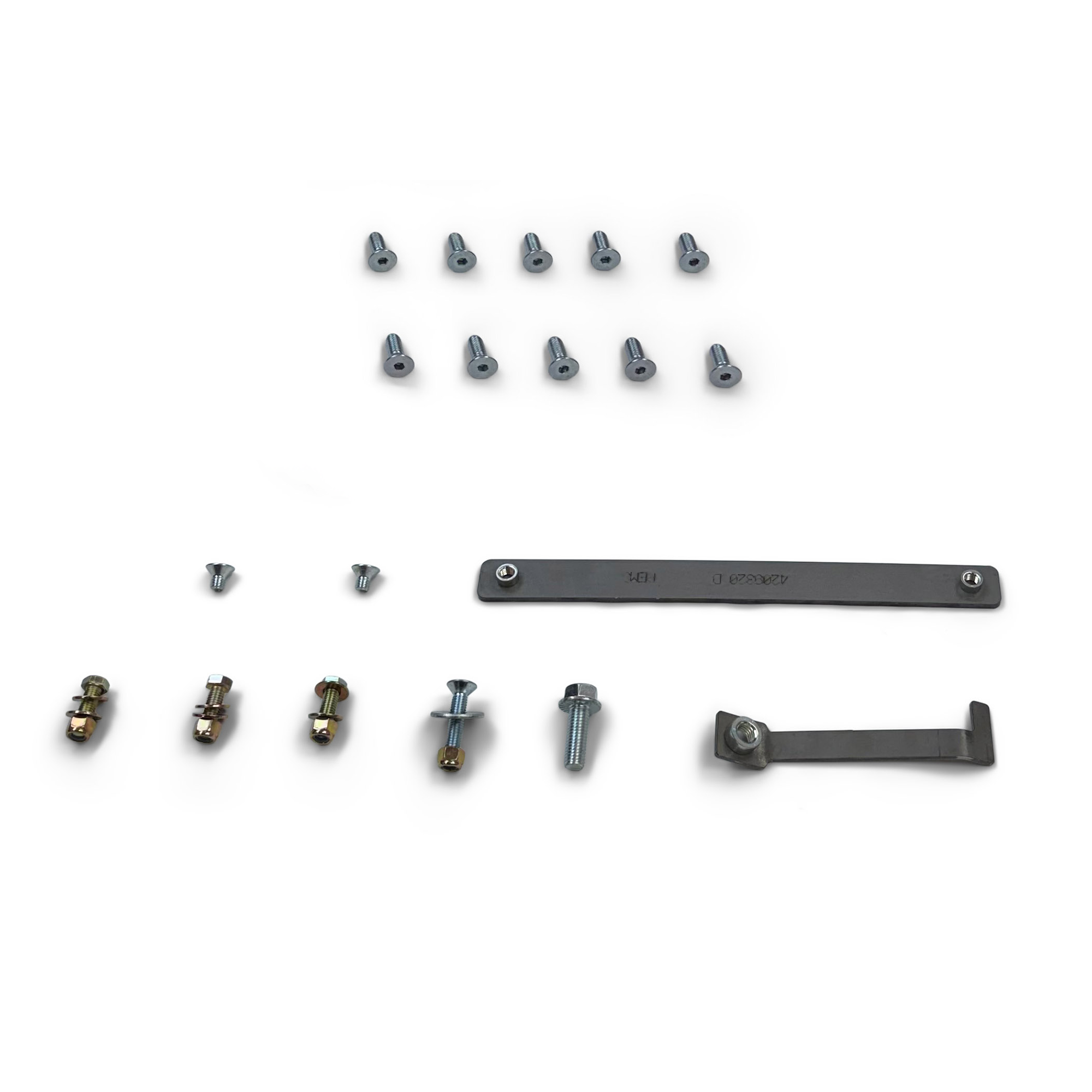 Transfer case hardware kit with bolts, brackets and mounting accessories for Toyota and Jeep vehicles
