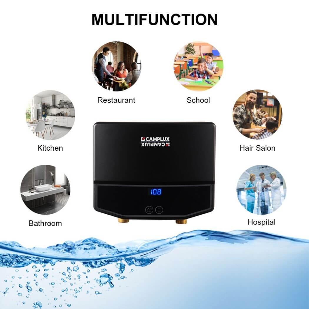 Camplux Electric Instant Water Heater Tankless 120V - 3.5kW | Black