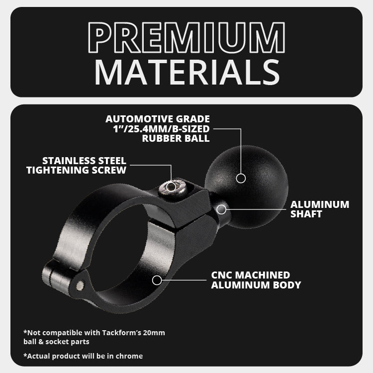 Tackform TF-BS-98-25 low profile chrome bar mount for universal fit