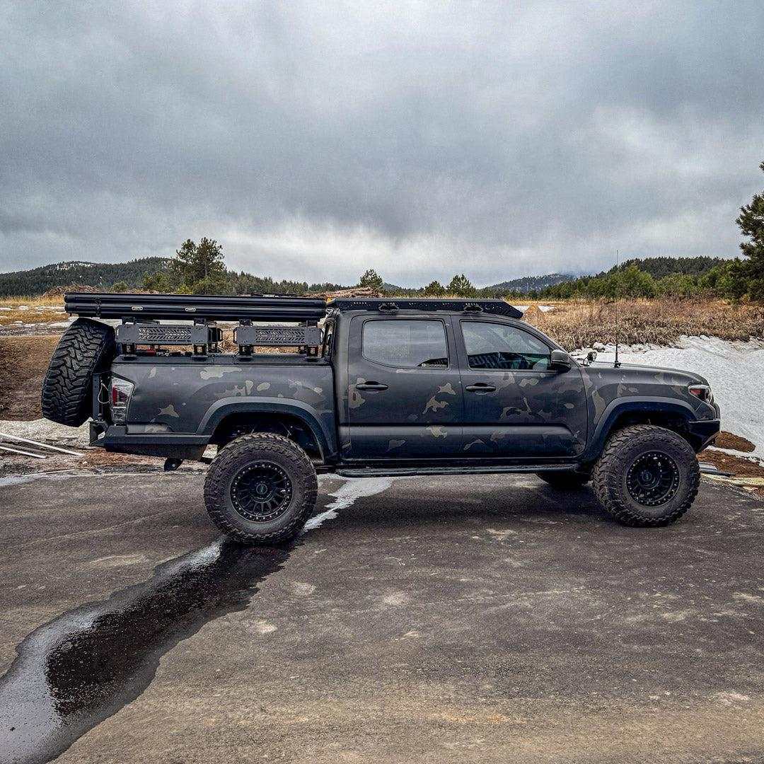 upTOP Overland TRUSS bed rack on DiamondBack cover side view