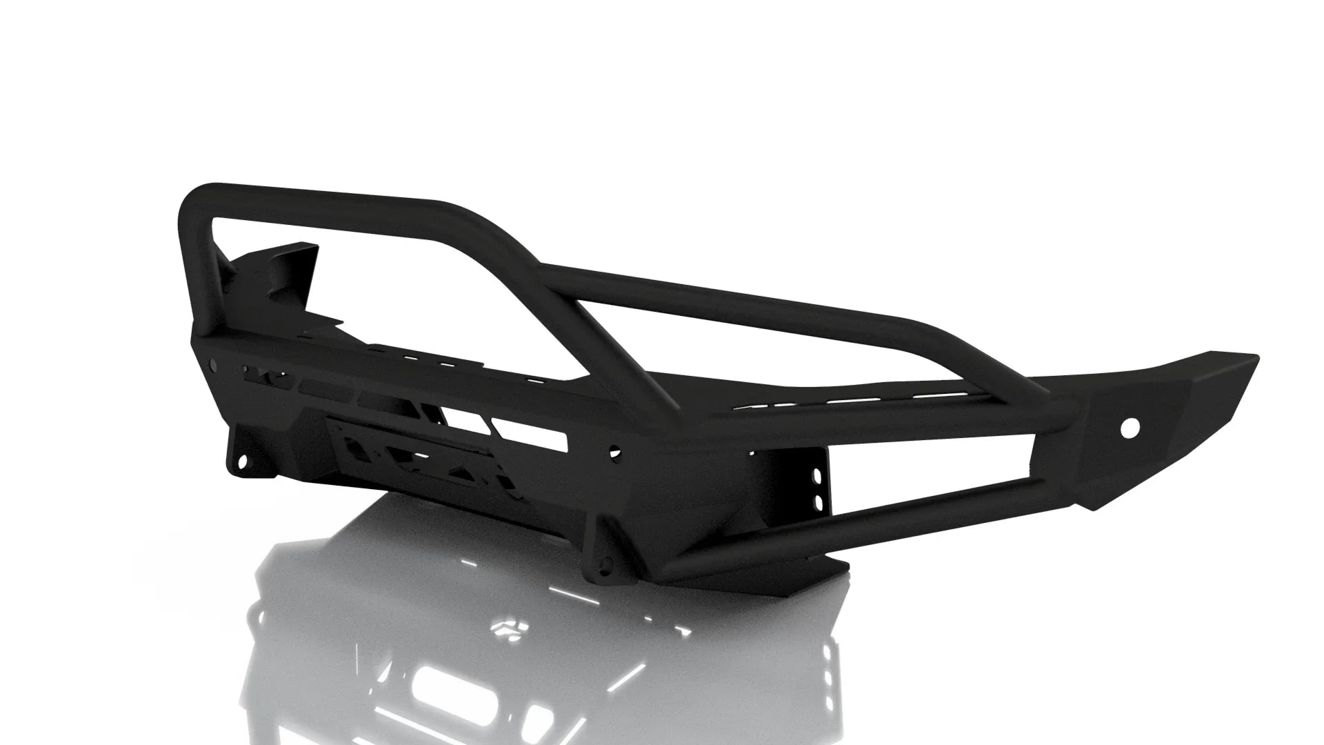 Steel off-road front bumper with welded bull bar for Toyota truck, black powder coated