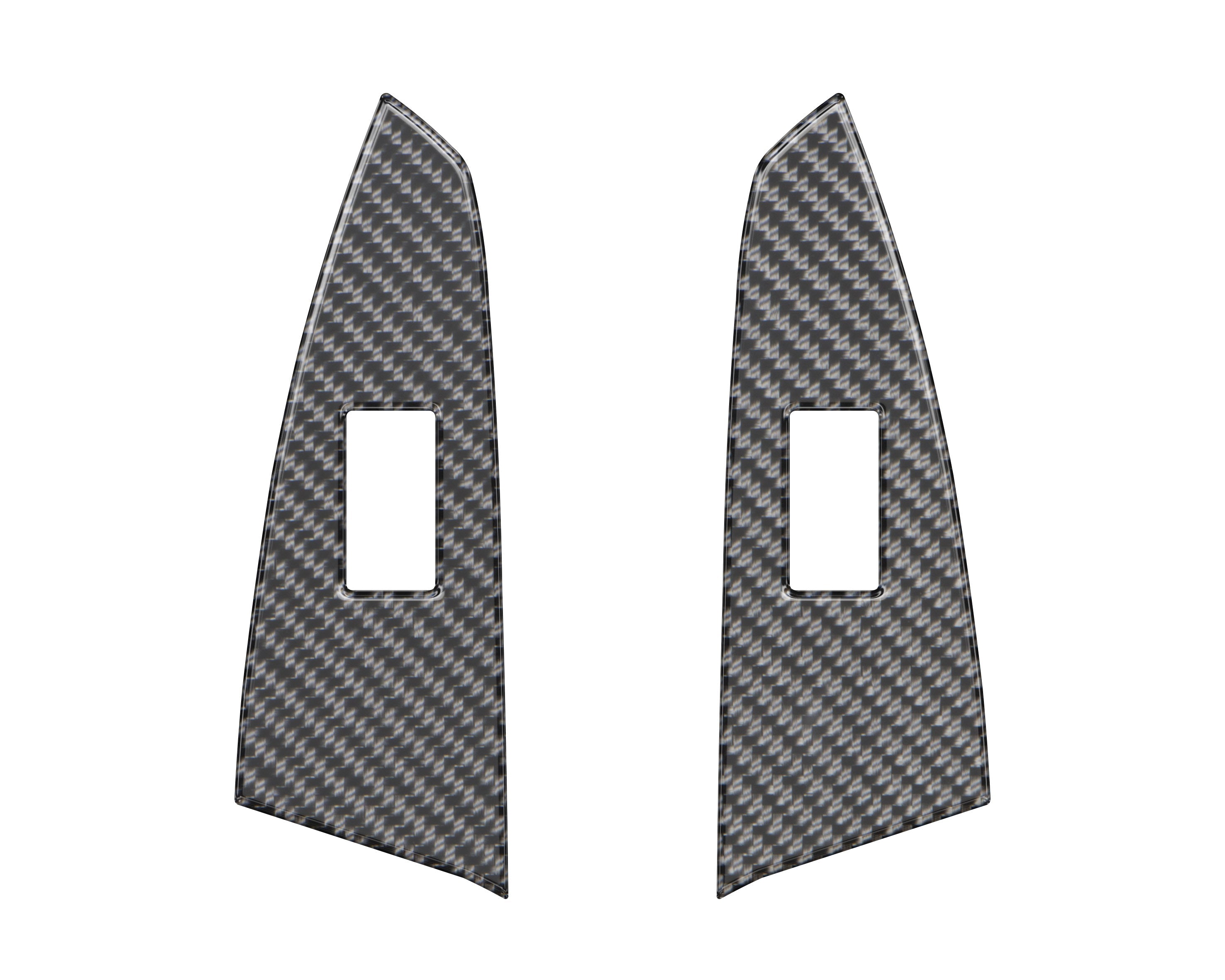 D-Cab Rear Door Switch Panel Accent Trim Fits 2014-2021 Toyota Tundra Rear Doors (D-Cab) Real Carbon Fiber(Domed)