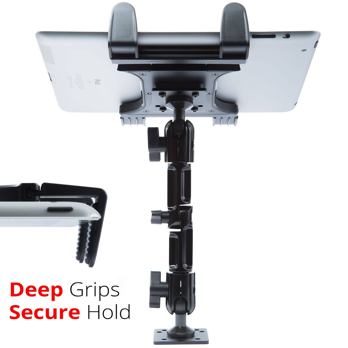 Tackform tablet holder with AMPS base and modular arm for universal fit