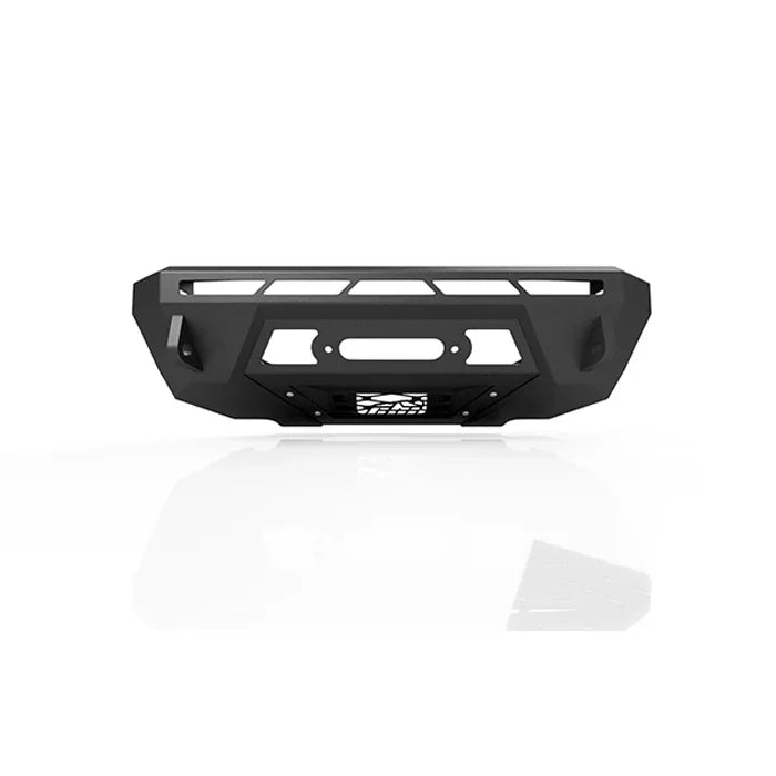 Steel off-road front bumper for Toyota 4Runner 2014-2021, rugged black design on white.