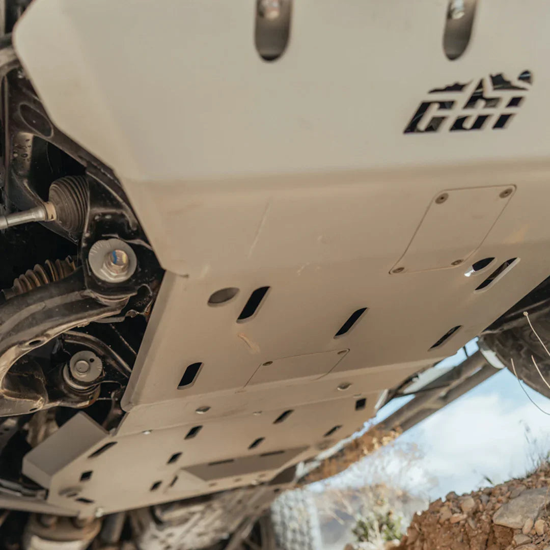 Toyota 4Runner front skid plate installed, off-road vehicle protection accessory
