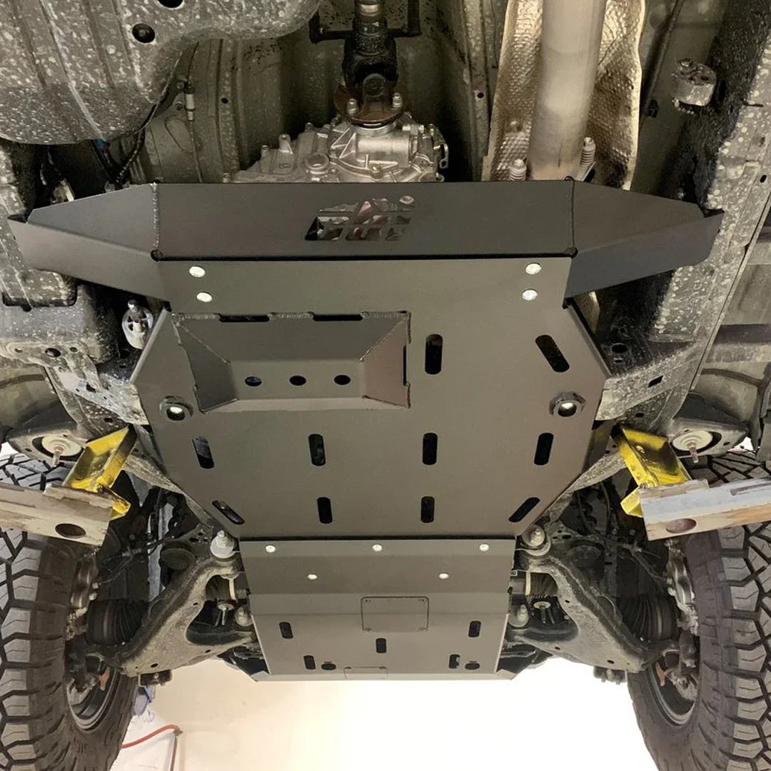 Toyota 4Runner rear skid plate installed, undercarriage protection for off-road vehicles