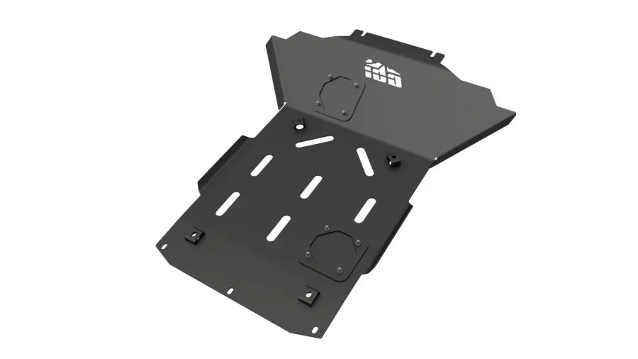 Toyota Tundra Gen 3 front skid plate, black steel, top view, vehicle accessory