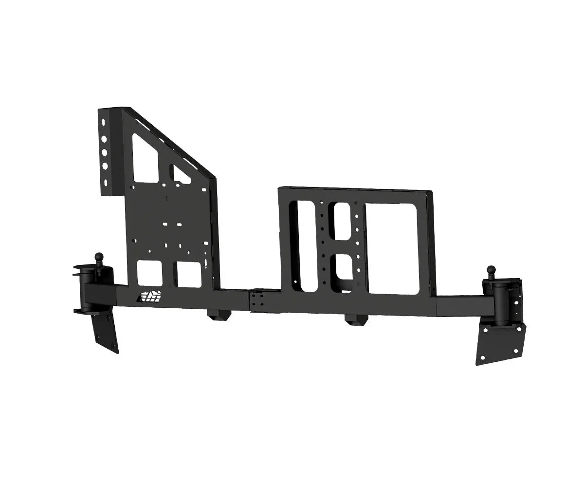 Steel modular swing out rear bumper for Toyota Tundra overlanding and camping gear