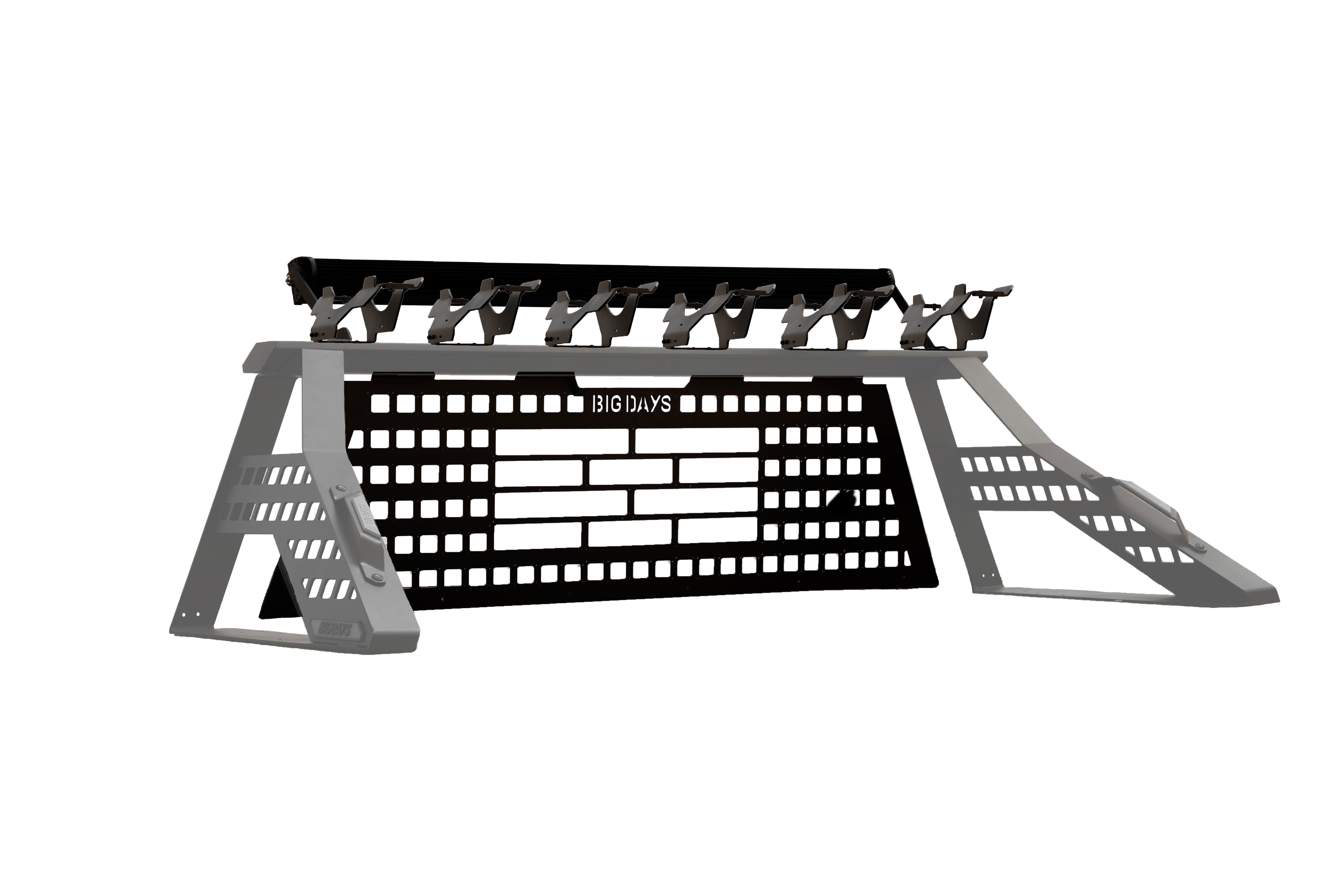 Big Days Chase Rack Pro Build 6 Bike shuttle system with 40-inch light bar and six bike mounts on a full-size truck