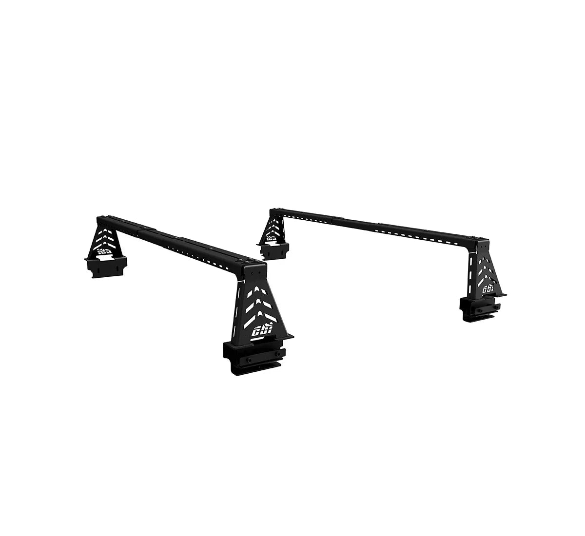 Black universal bed bars for trucks, heavy-duty overlanding accessory, isolated on white
