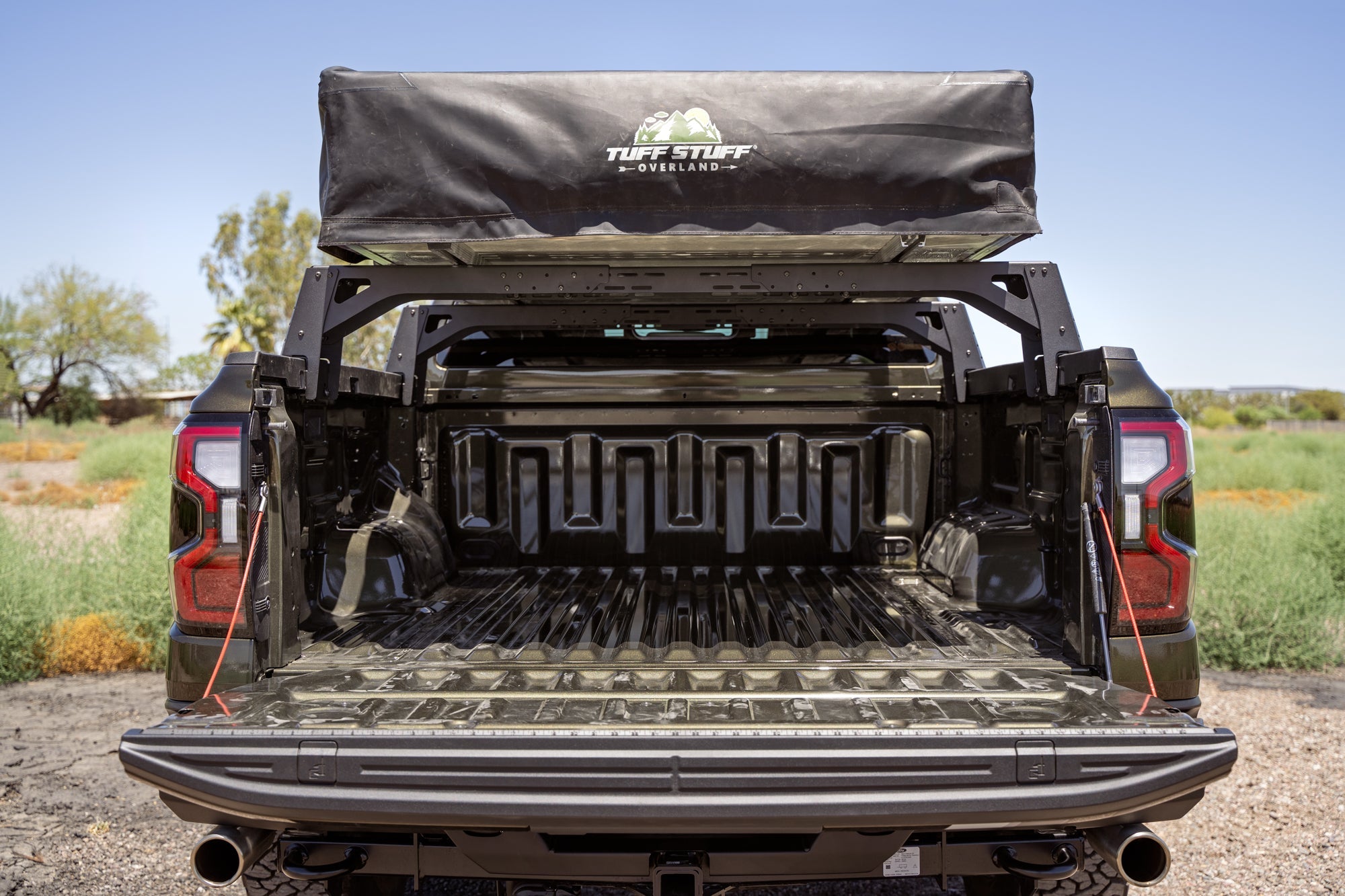 Universal-Truck-Bed-Rack-Cargo-Rails-Ranger-Raptor-w-tent-6 - NVMOS