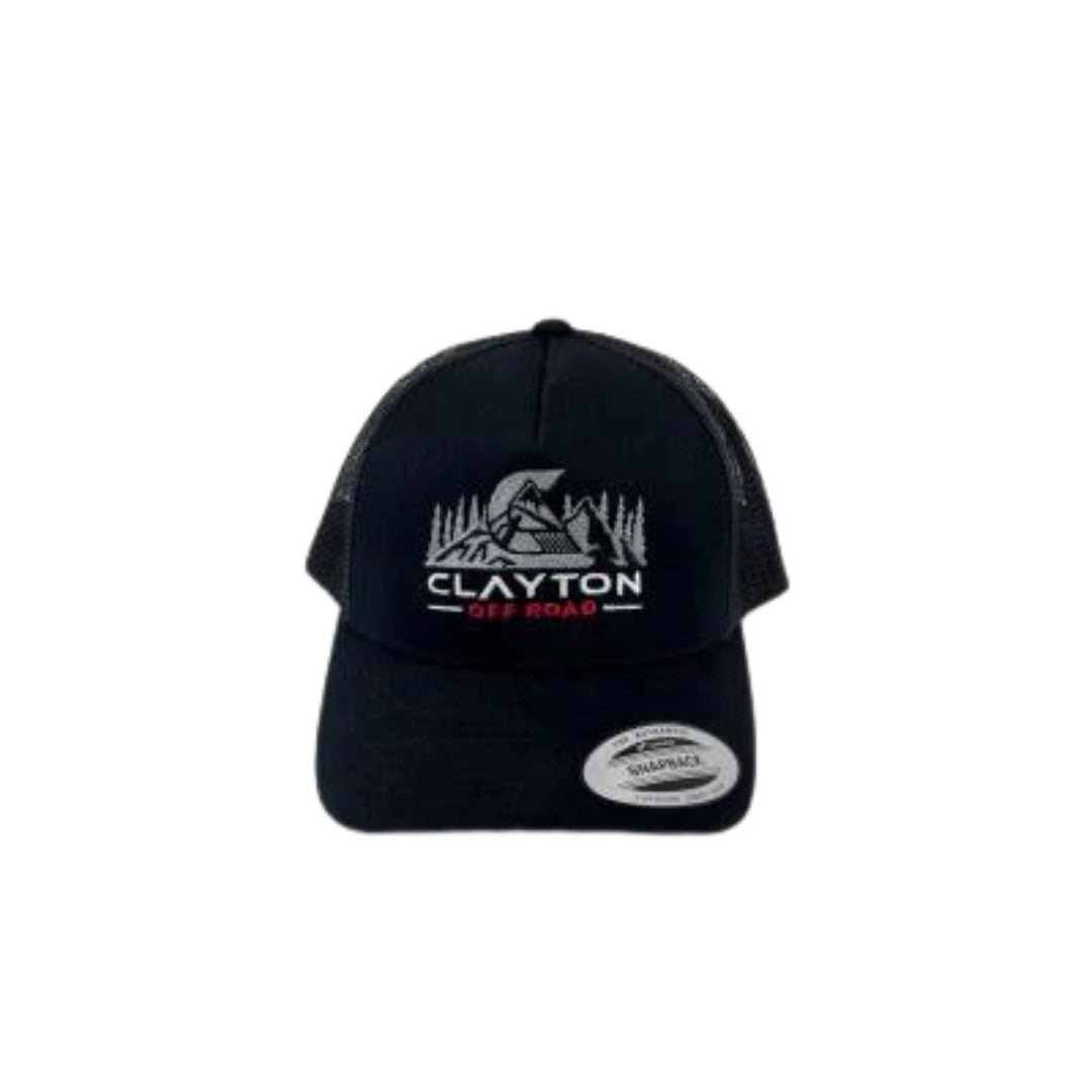 Clayton Off Road black Mountain snapback hat, universal fit