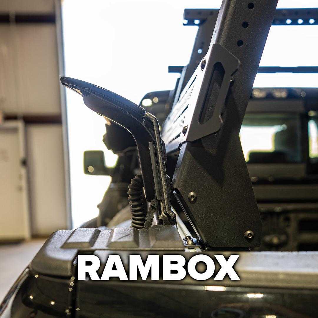 upTOP Overland TRUSS variable height bed rack with gear