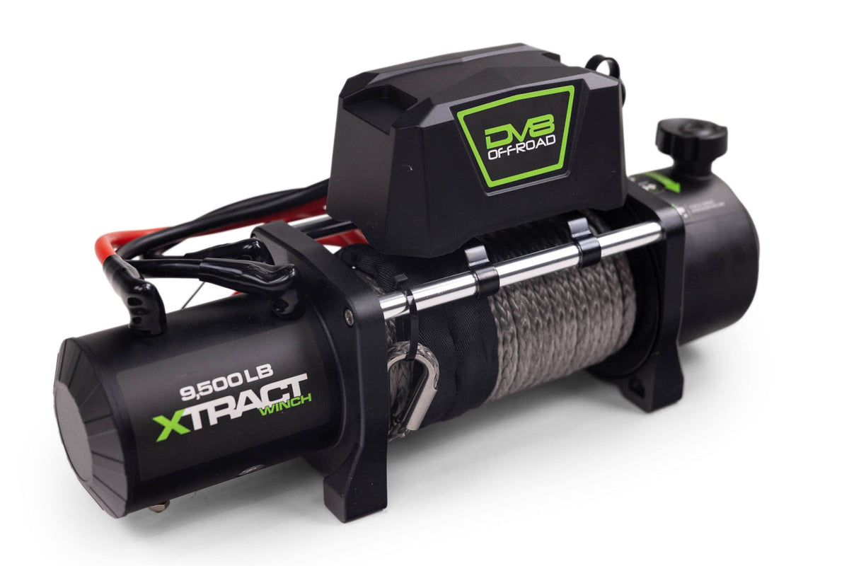 DV8 Offroad Xtract 9.5K synthetic rope winch for universal fit