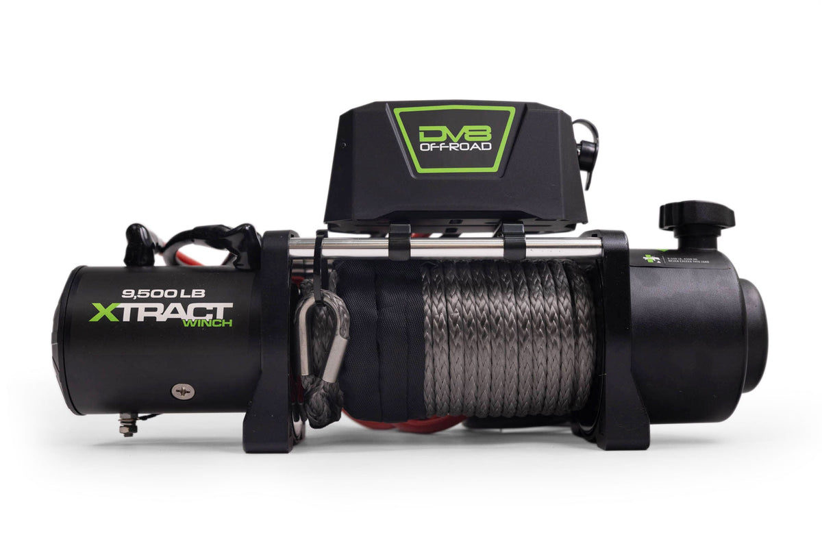 DV8 Offroad Xtract 9.5K synthetic rope winch for universal fit