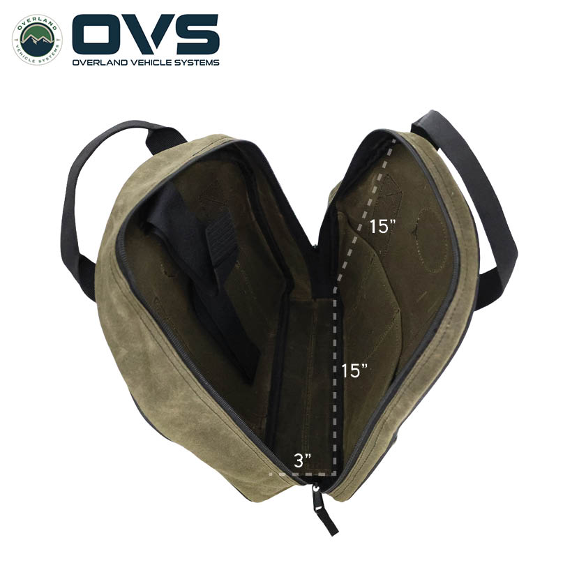 Overland Vehicle Systems Canyon #16 waxed canvas jumper cable storage bag - view 3