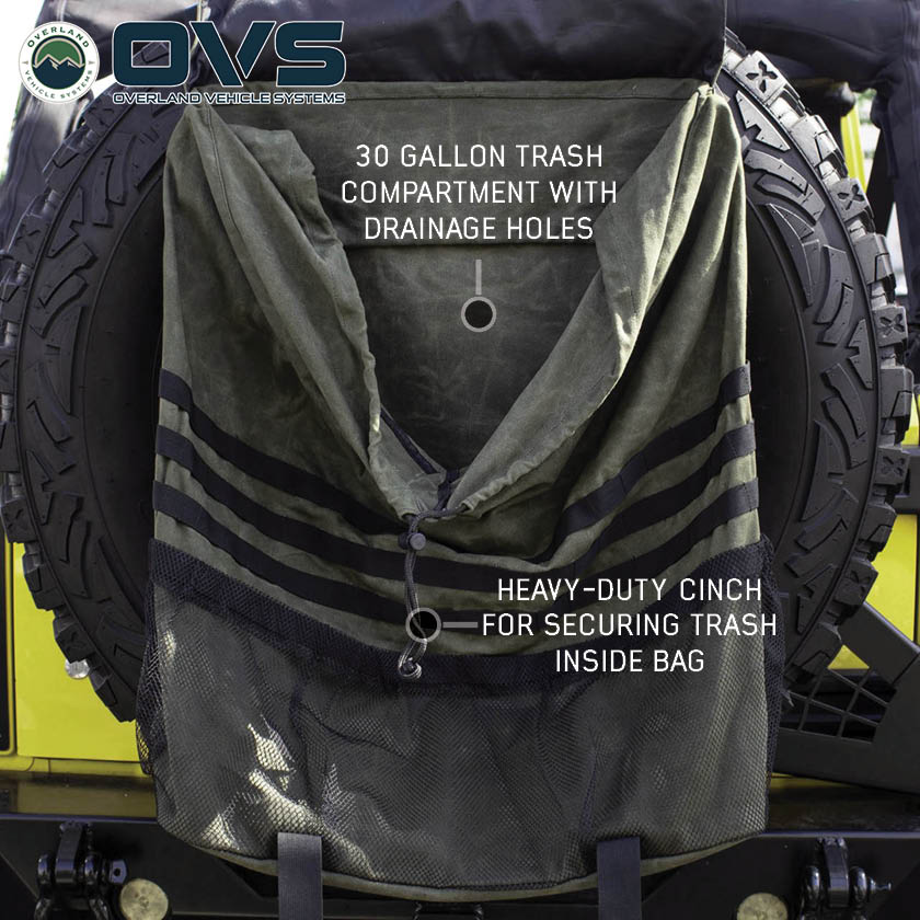 Overland Vehicle Systems Canyon extra large spare tire trash bag in waxed canvas - view 4