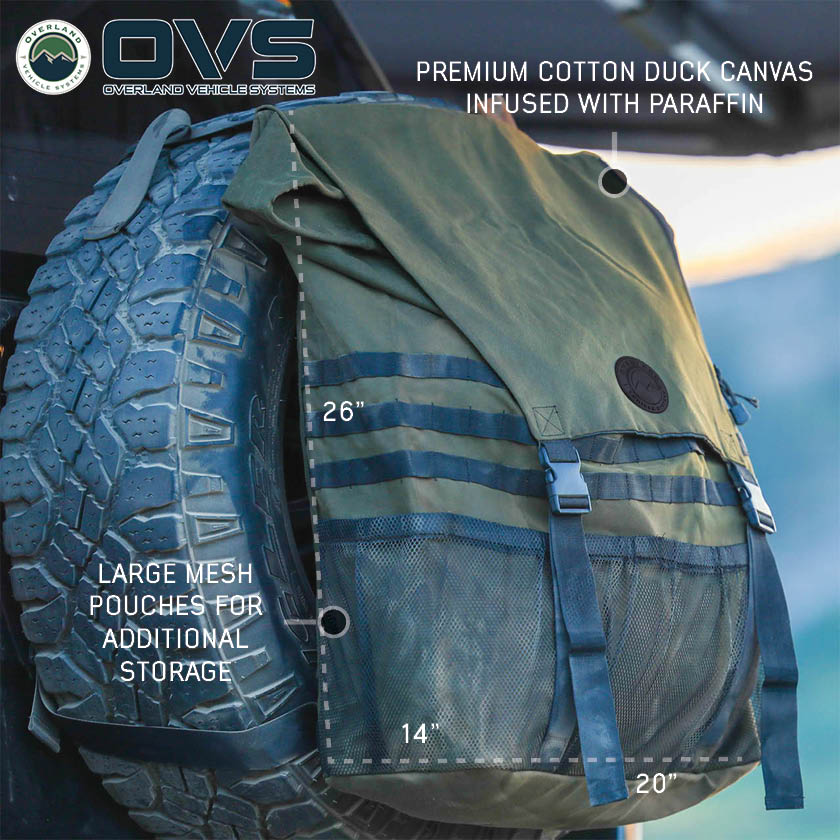 Overland Vehicle Systems Canyon extra large spare tire trash bag in waxed canvas - view 2