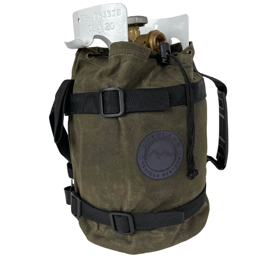 Overland Vehicle Systems waxed canvas 5 lb propane tank bag